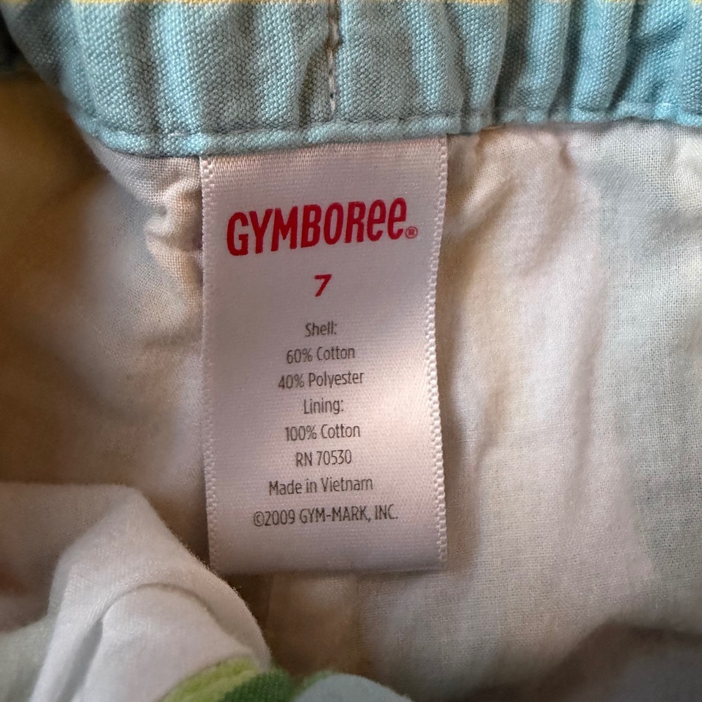 Gymboree Girls Multi Color Striped Shorts Flower Button Green Blue Yellow Size 7 - Picture 4 of 6